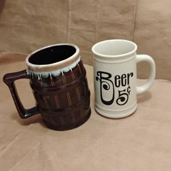 VINTAGE Mid Century BEER Steins - Set of 2