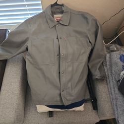 Levi Leqther Jacket Zip Up And Button