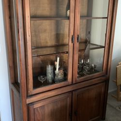 Beautiful Pine Hutch In Great Condition. Lowered price $100 OBO Need It Gone ASAP! Already removed glass doors and shelves and sides and lower doors 