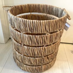 NEW Container Store Tall Kaia Water Hyacinth Basket Natural 