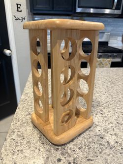 Wood lazy Susan rotating spice rack