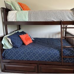 Twin Over double Bunk Beds With Drawers 