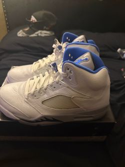 Air Jordan 5 Retro White Blue Sneakers