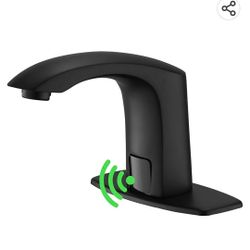 Greenspring Black Touchless Bathroom Faucet Automatic Sensor Brass Single Hole Hands-Free Battery Powered Commercial Lavatory Vanity Faucet with Cover