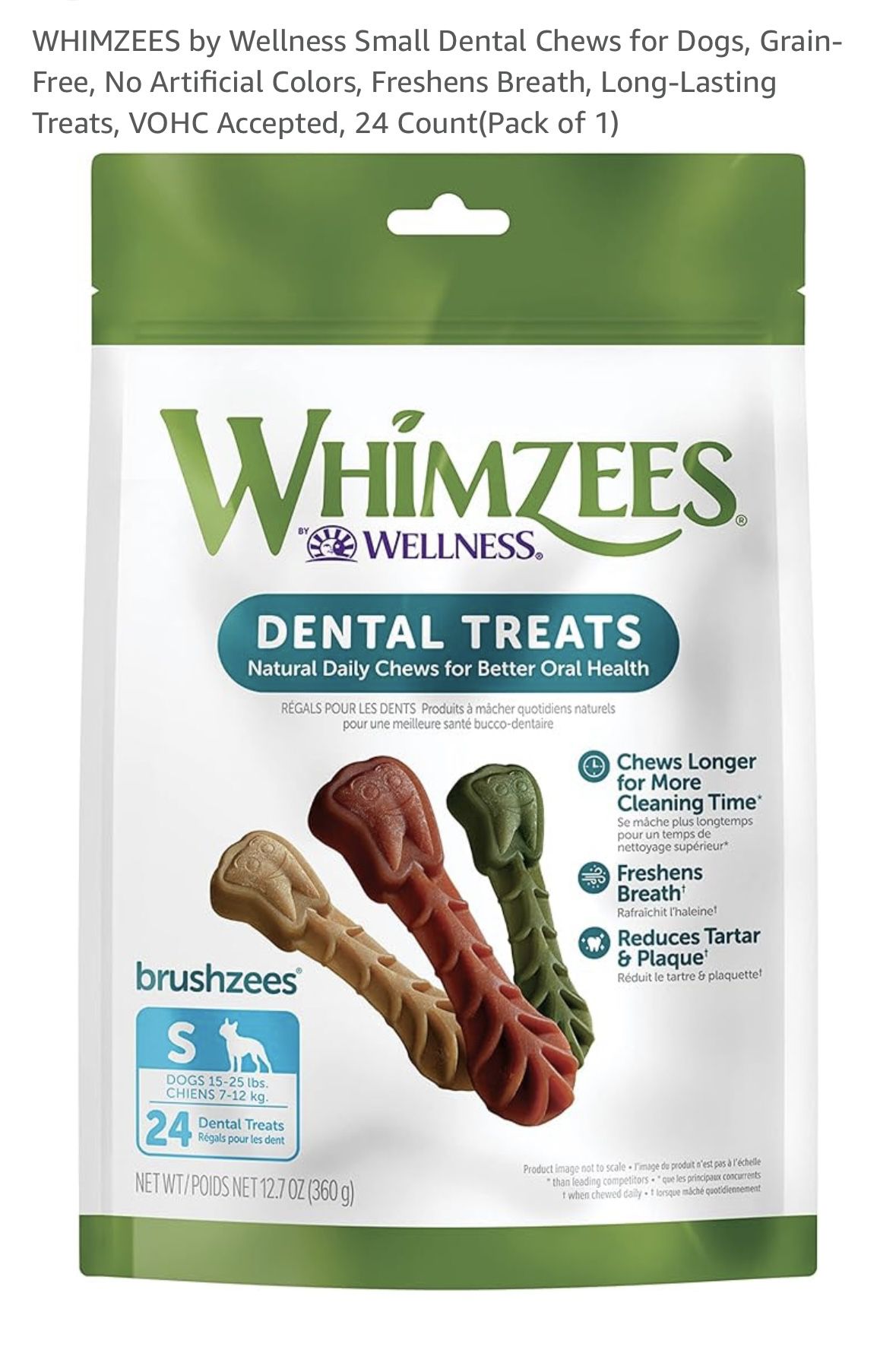Whimzees Small Dog Dental Treats, 24 Ct NEW