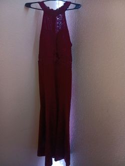 Burgundy Lace Halter Maxi Dress
