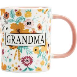 Grandma Gifts - Mothers Day Birthday Christmas Day Valentines Day Thanksgiving Gifts for Grandma - I LOVE YOU GRANDMA Floral Ceramic Coffee Mug 15.56 
