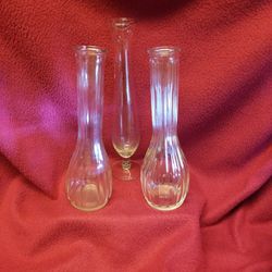 Set Of 3 Glass Bud Vases