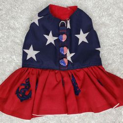  Red, White & Blue Dog Harness Dress 