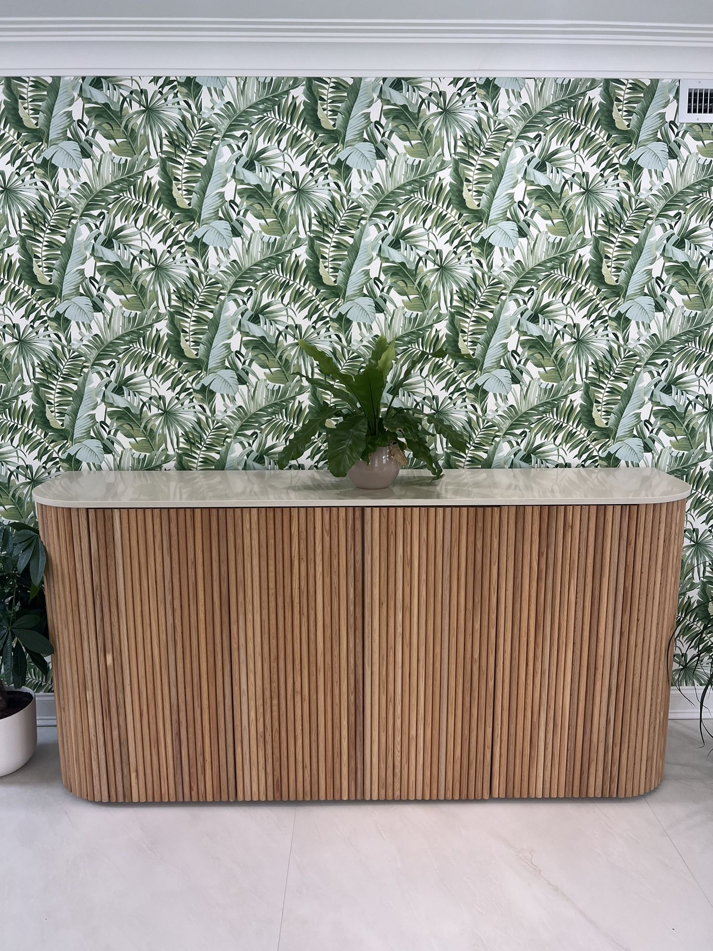 High Custom Console Table With Cabinets