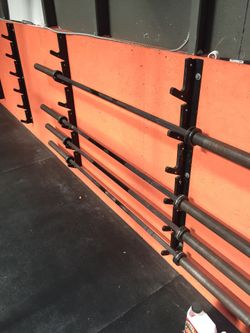 Valor Fitness BH-12-Wall Mount 6 Bar / Barbell Storage Rack- Heavy Duty- UHMW Protected