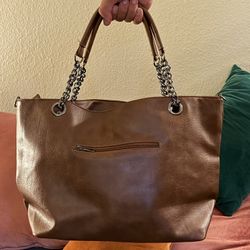 Stylish Brown Faux Leather Tote Bag