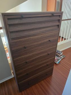 Light Brown/Grey 5 Drawer Chest