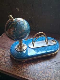 Semi precious gemstone card and pen holder