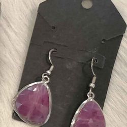 Ruby And Sterling Silver Earrings 
