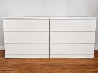 Pair of IKEA MALM 3-drawer dresser, white