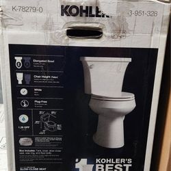 $ 119KOHLER Highline Arc Single Flush Elongated Chair Height Toilet in White