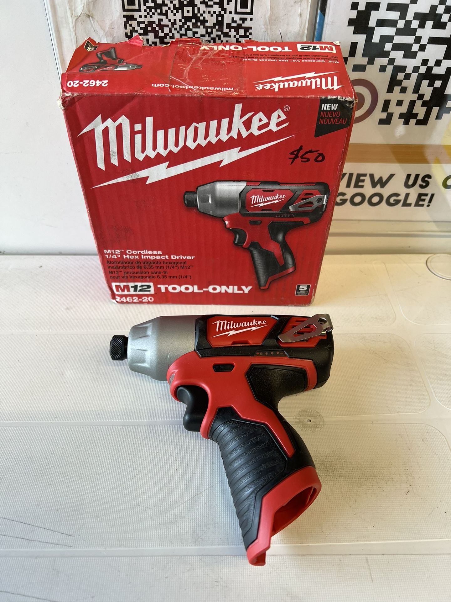 Brand New Milwaukee M12 12V Lithium Ion Cordless 1/4 in. Hex Impact (Tool Only)