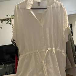 White Button Down Dress NWT - size Large