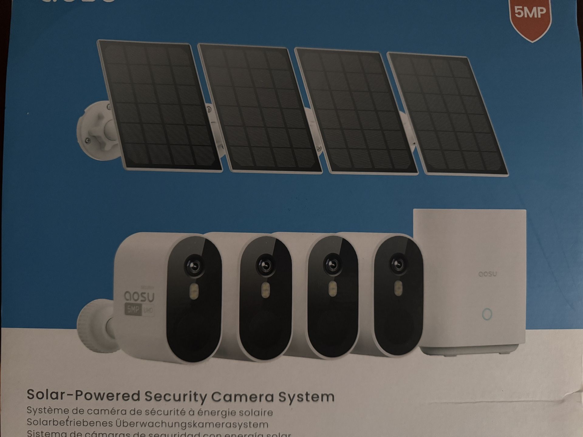 AOSU Outdoor Wireless Solar Security Camera, Color Night Vision, 2K, 166° View