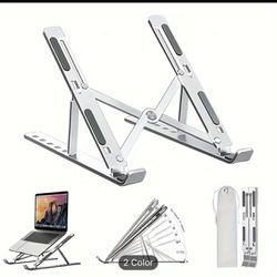 Adjustable Aluminum Laptop Stand For Macbook And PC - Heat Dissipation And 10 -15.6" Laptops And Tablets Silvery