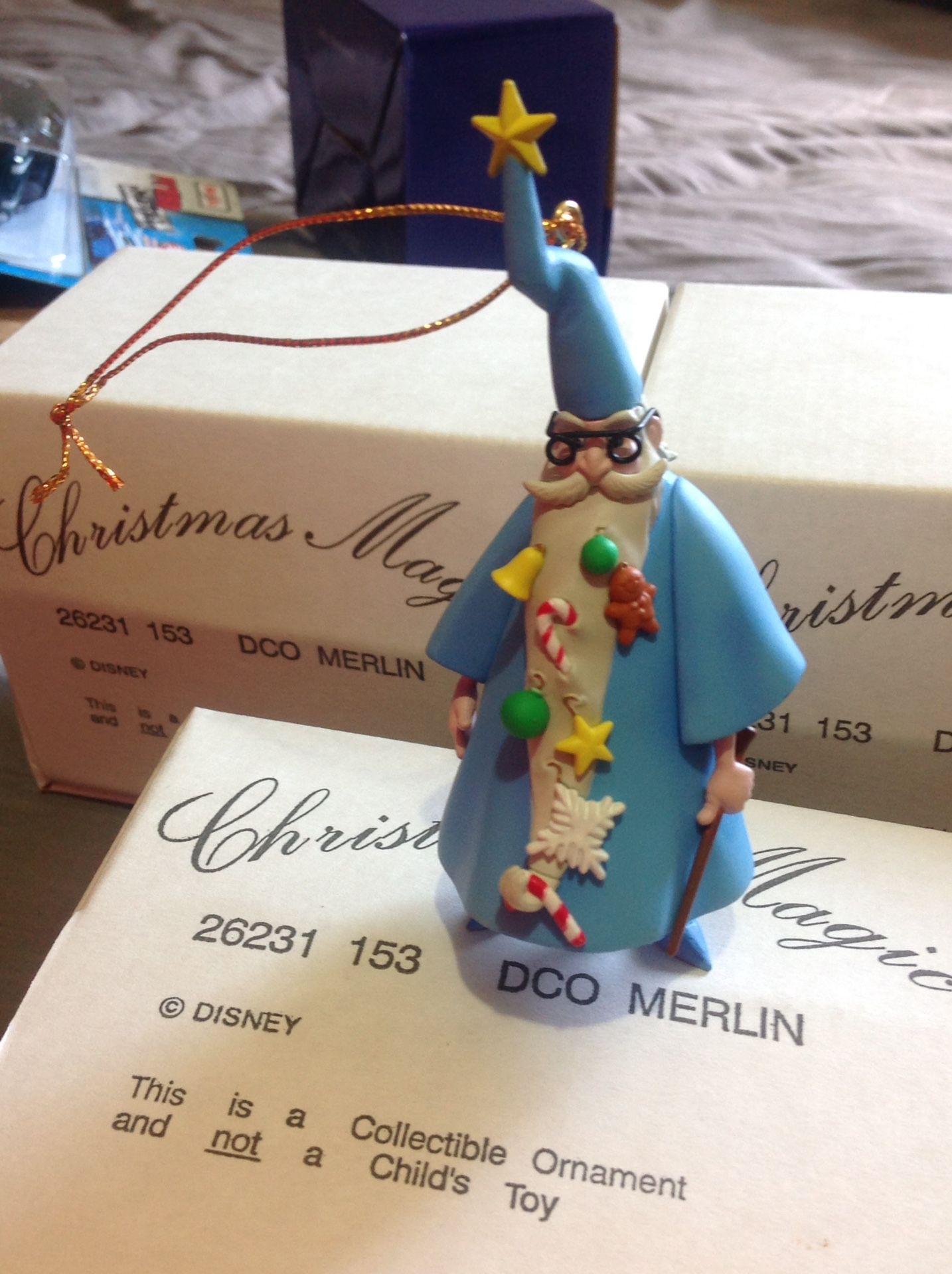DISNEY DCO MERLIN CHRISTMAS ORNAMENTS, LOT OF 3. Brand New