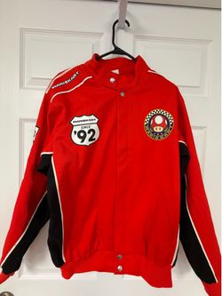 Mario Kart Men’s Adult Red and Black Canvas Racing Jacket XS NWT