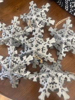 Metal snow flake ornaments