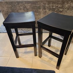 2 Solid Wood Bar Height Stools 