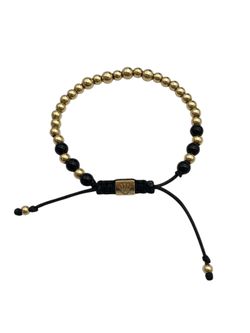 Gold beaded adjustable bracelet #31273
