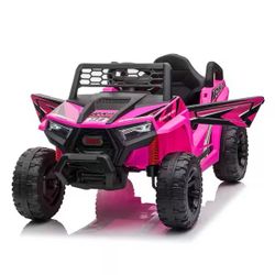 12-Volt Kids Ride On UTV Electric Car Battery Powered Vehicle with Music and LED Lights, Pink