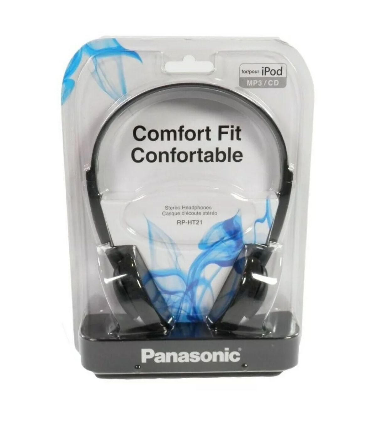 ✨NWT Panasonic Comfort Fit Stereo Headphones RP-HT21 Stereo Plug Silver On Ear