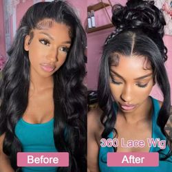 Hidden Strap Body Wave 360 HD Full Lace Front Wigs Human Hair Pre Plucked 12A Glueless Brazilian Virgin Wig With Drawstring