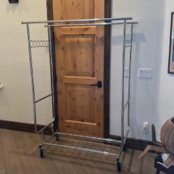 Double Rolling Garment Rack Heavy Duty 