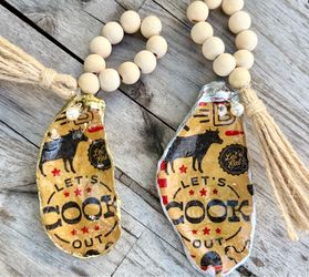 Handmade oyster shell ornaments- BBQ/cookout/host hostess gift/dinner party decor