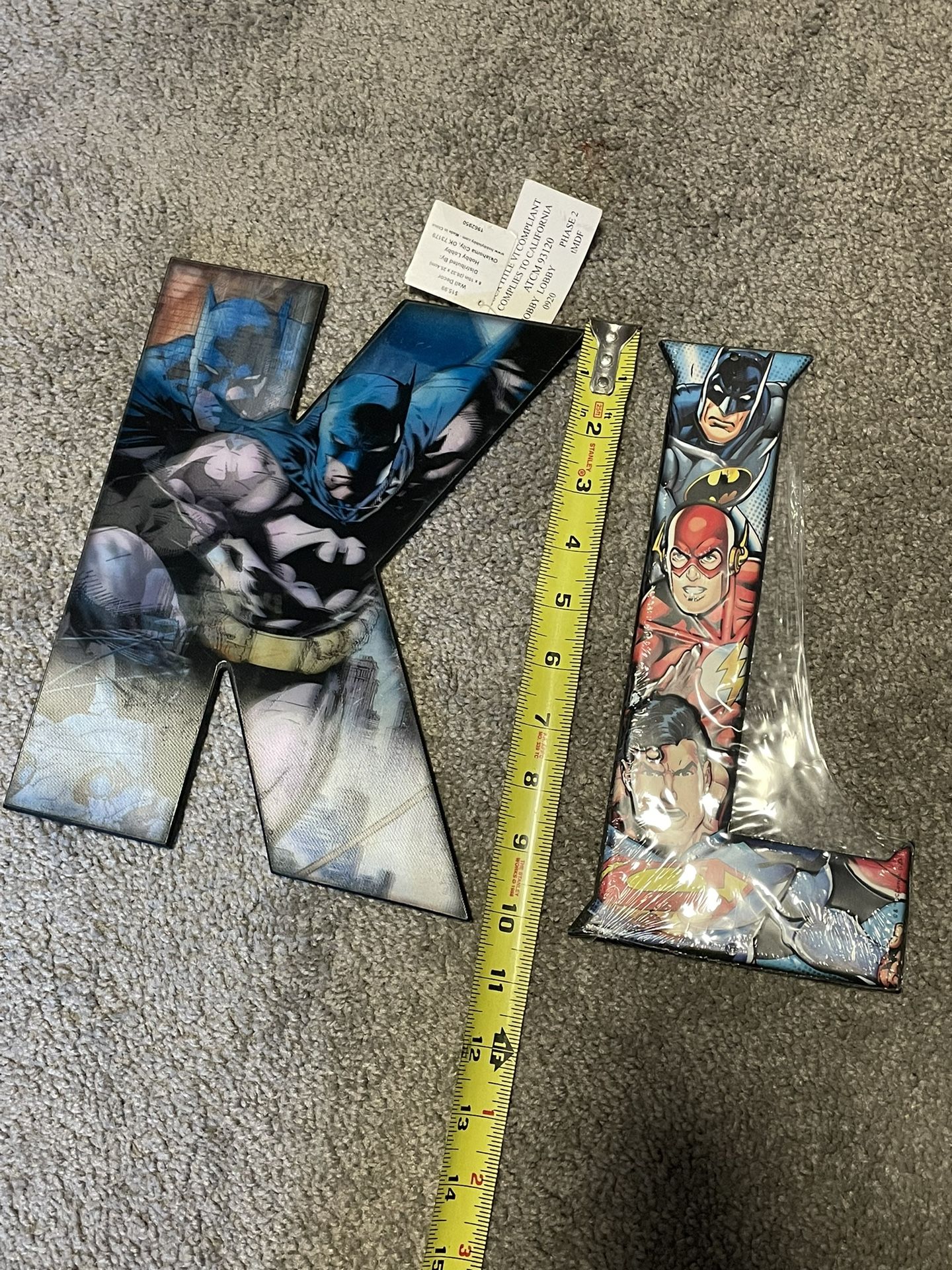 NEW Justice League Batman Superman Flash Letter L Batman Letter K Hobby Lobby Wall Decor 