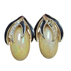 Vintage Goldtone Enamel Earrings