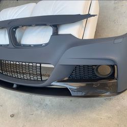 Bmw F30 12-18 3 Series Mtech Msport Front Bumper W Performance Carbon Fiber Diffuser  No Pdc 328i 335i 340i 330i 320i 