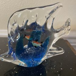 Art Glass Angel Fish Paperweight Murano Style