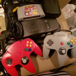 Nintendo 64 bundle, console with Super Smash Bros , 2 controllers, cords