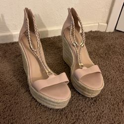Size 8- Aldo Blush Pink And Gold Wedges