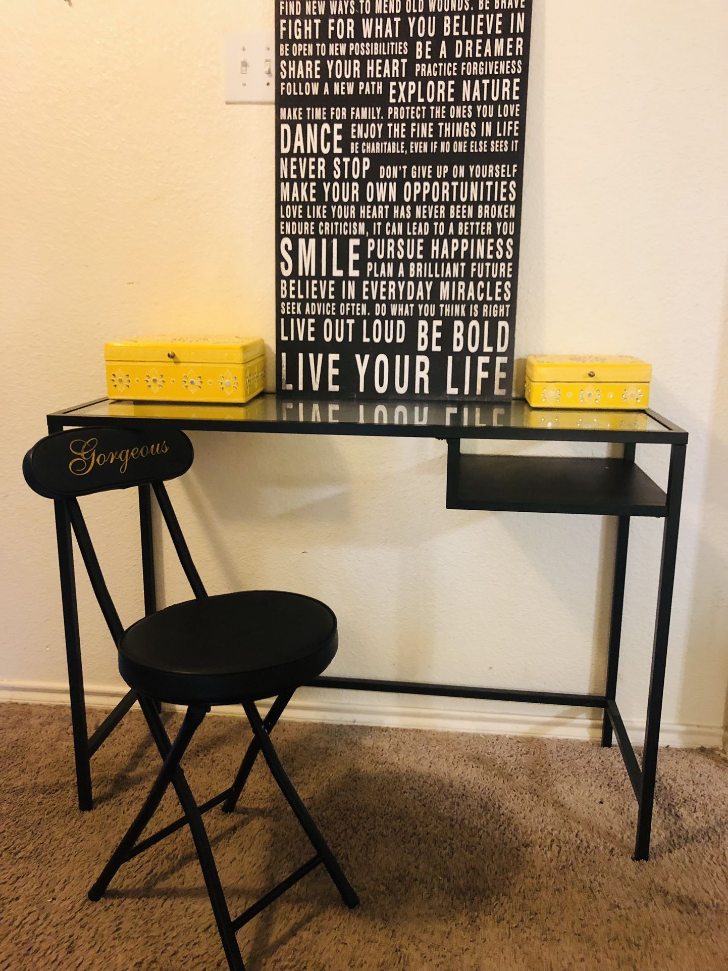 Small, Glass Top Desk In Great Shape