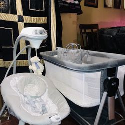 Baby Bassinet With Swing, Diaper Bag And Baby Nest