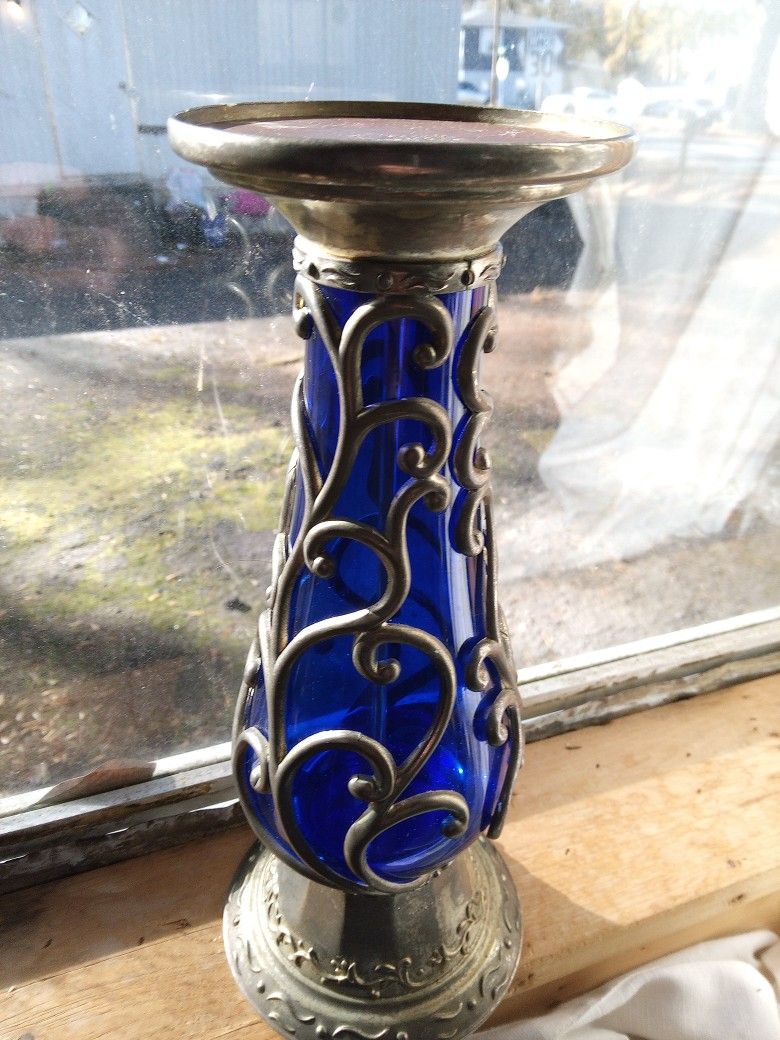 Vintage Cobalt Blue Candle Holder