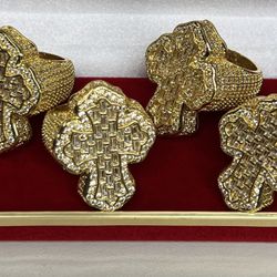 14k premium gold plated baguette simulated diamond stones cross ring ✨✨