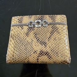 BRIGHTON BROWN PYTHON FAUX LEATHER WOMEN WALLET/ORGANIZER 