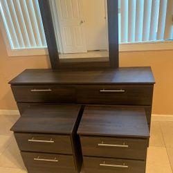 Dresser with Mirror and Nightstands ⚜️ Cómoda con Espejo y Mesitas de Noche 🚚[Fast-Delivery]💨