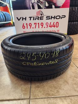 (1) 245 40R 18 USED TIRE CONTINENTAL 2454018 USED TIRE (SEMI NEW) MOUNT BALANCE INCLUDED
