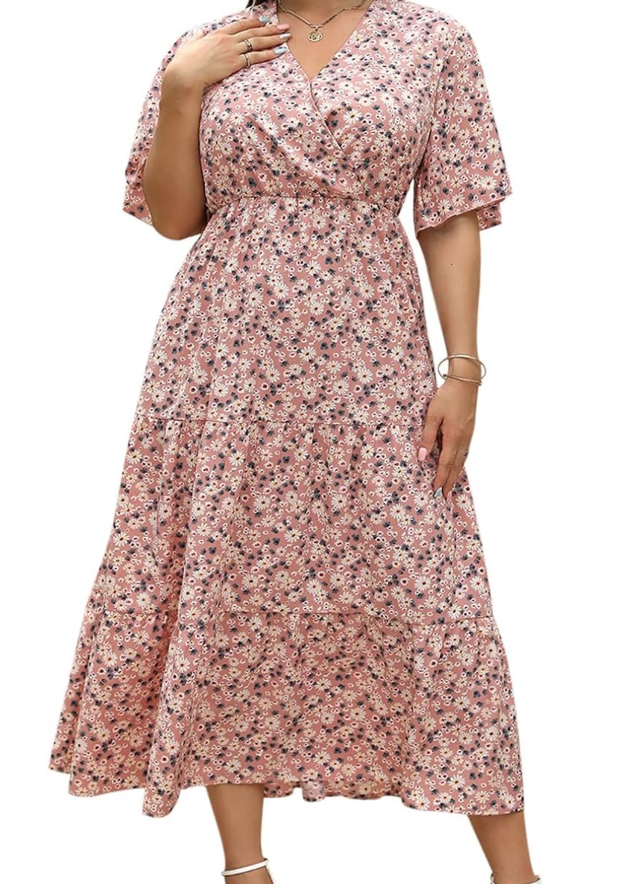 Dress Pink With Blue Little Flowers