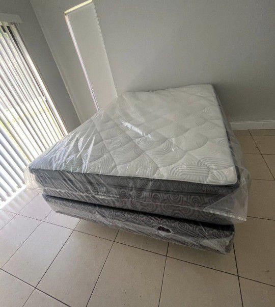 QUEEN Size Mattress Pillow With Box spring NEW Bedroom Furniture QUEEN Size 